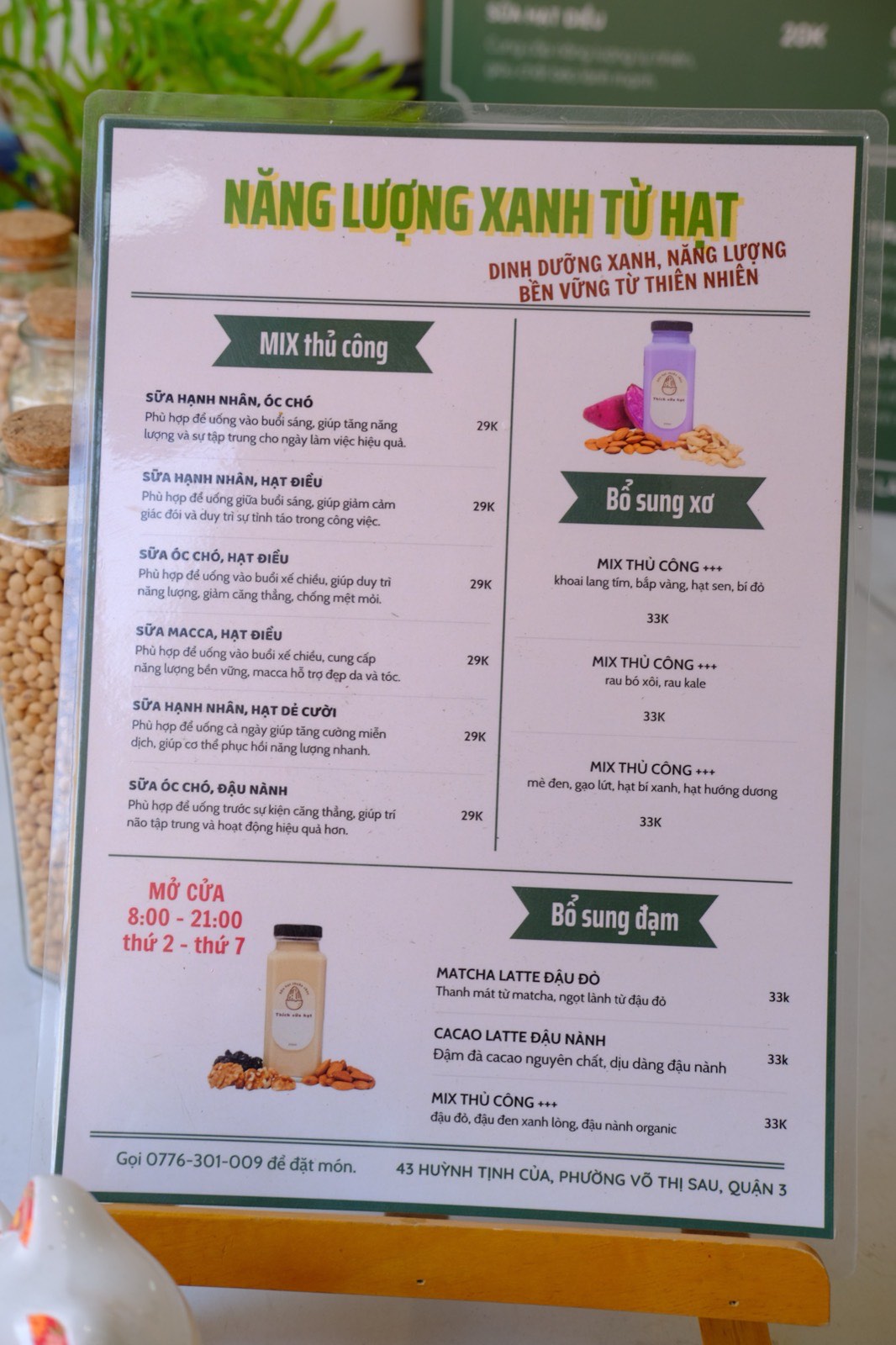 cách làm sữa hạt không bị tách nước - menu sua hat nang luong xanh